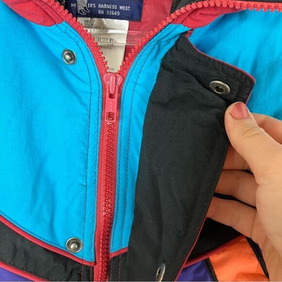 Kenny Rogers | Vintage Miller’s Harness West Red Aztec Ski Jacket Coat M - Picture 3 of 9